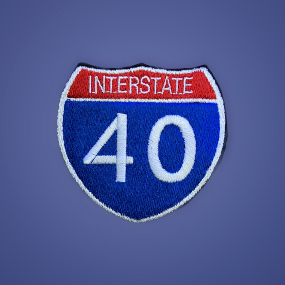 Interstate 40 100% embroidered red white blue patch resembling interstate sign